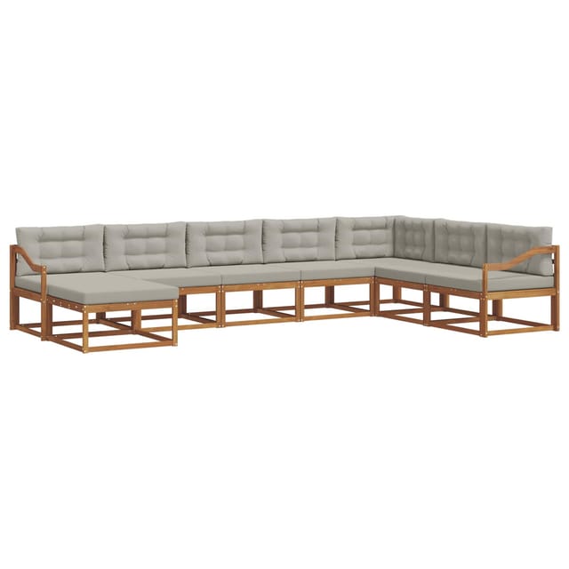vidaXL Outdoor-Sofagarnitur mit Kissen 8-Tlg Natur und Hellgrau 3368014
