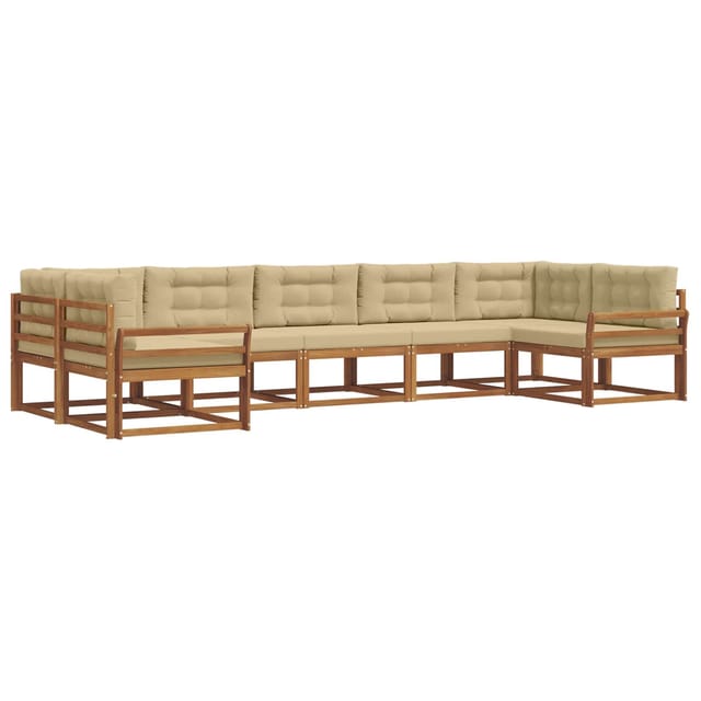 vidaXL Outdoor-Sofagarnitur mit Kissen 7-Tlg Natur und Beige 3368106