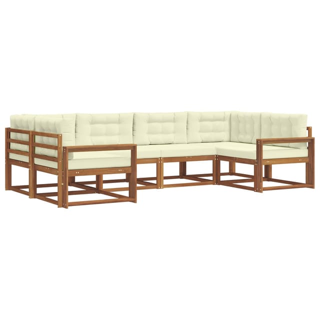 vidaXL Outdoor-Sofagarnitur mit Kissen 6-Tlg Natur und Creme 3368073
