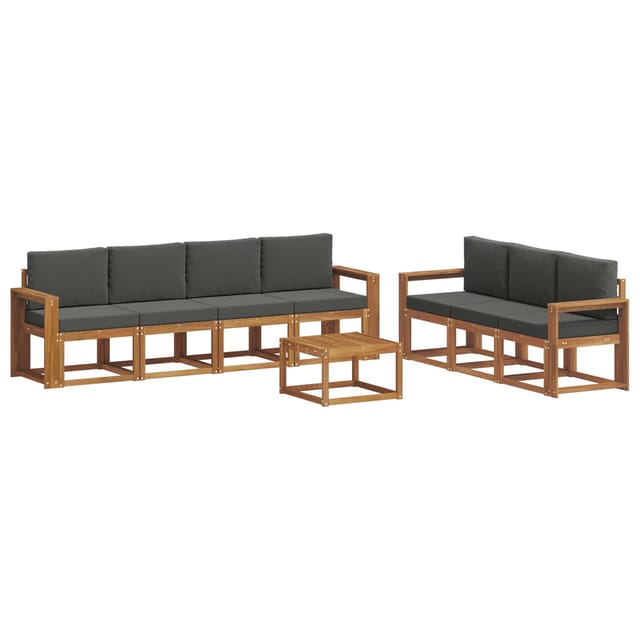 vidaXL Outdoor-Sofagarnitur mit Kissen 8-Tlg Natur und Anthrazit 3366120