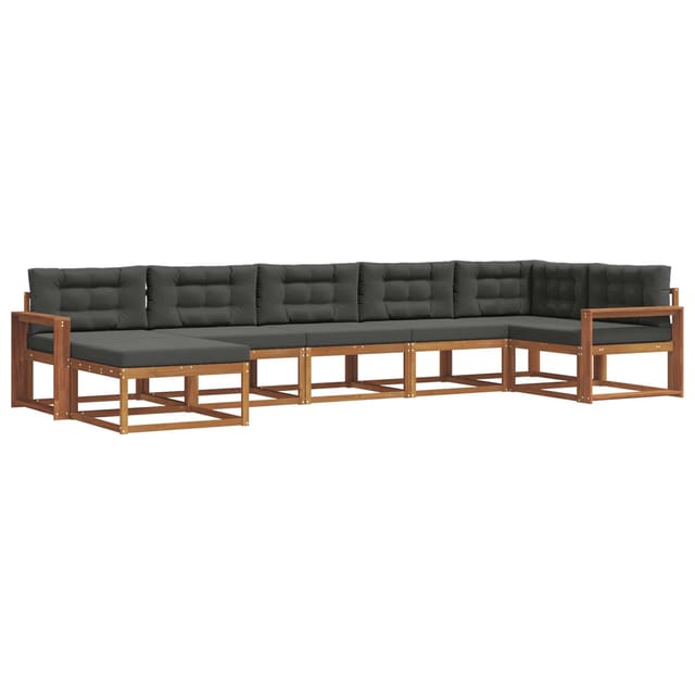 vidaXL Outdoor-Sofagarnitur mit Kissen 7-Tlg Natur und Anthrazit 3367900
