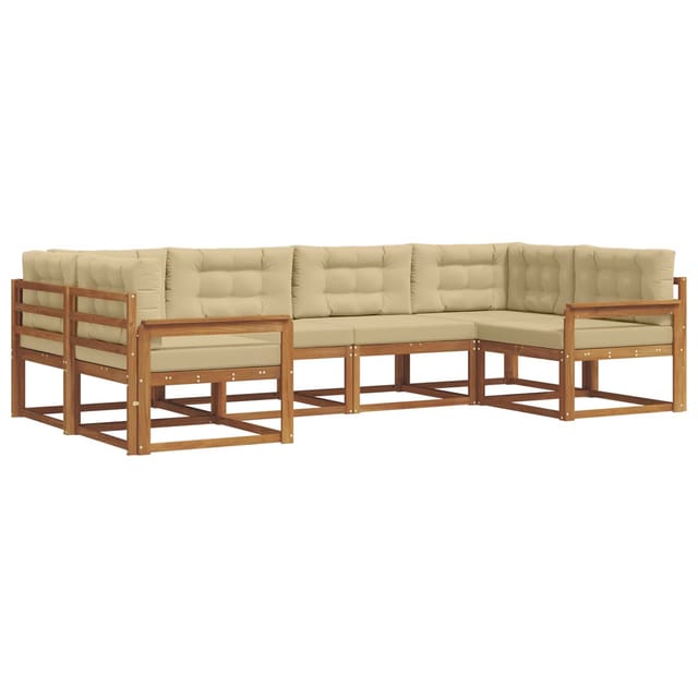 vidaXL Outdoor-Sofagarnitur mit Kissen 6-Tlg Natur und Beige 3368061