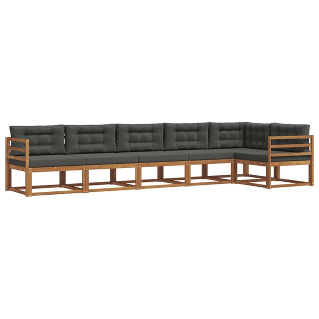 vidaXL Outdoor-Sofagarnitur mit Kissen 6-Tlg Natur und Anthrazit 3367635