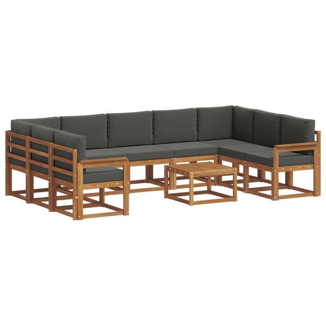 vidaXL Outdoor-Sofagarnitur mit Kissen 10-Tlg Natur und Anthrazit 3367010