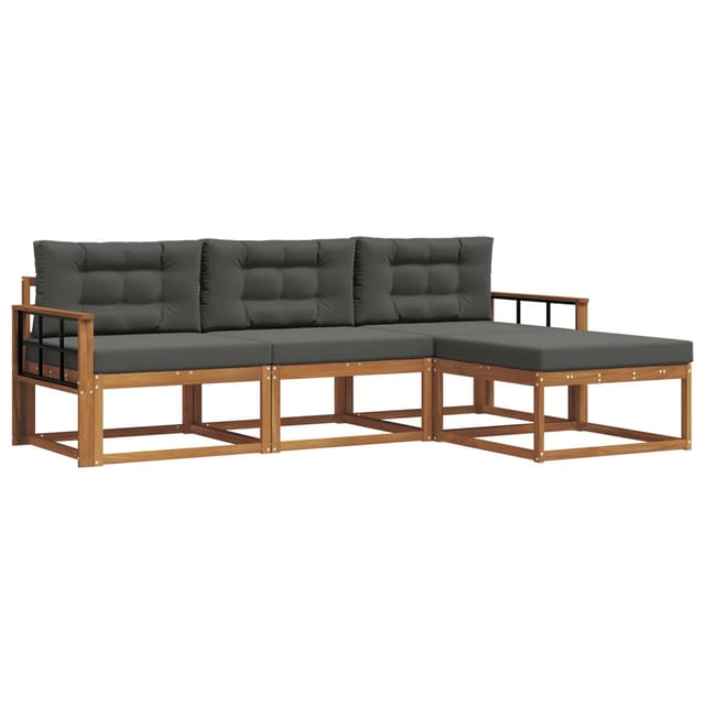 vidaXL Outdoor-Sofagarnitur mit Kissen 4-Tlg Natur und Anthrazit 3367415