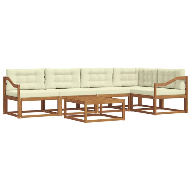vidaXL Outdoor-Sofagarnitur mit Kissen 6-Tlg Natur und Creme 3367628