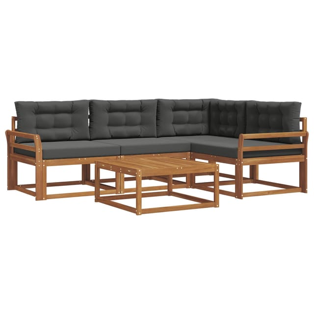 vidaXL Outdoor-Sofagarnitur mit Kissen 5-Tlg Natur und Anthrazit 3367545