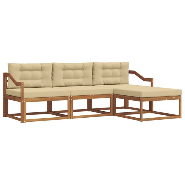 vidaXL Outdoor-Sofagarnitur mit Kissen 4-Tlg Natur und Beige 3367421