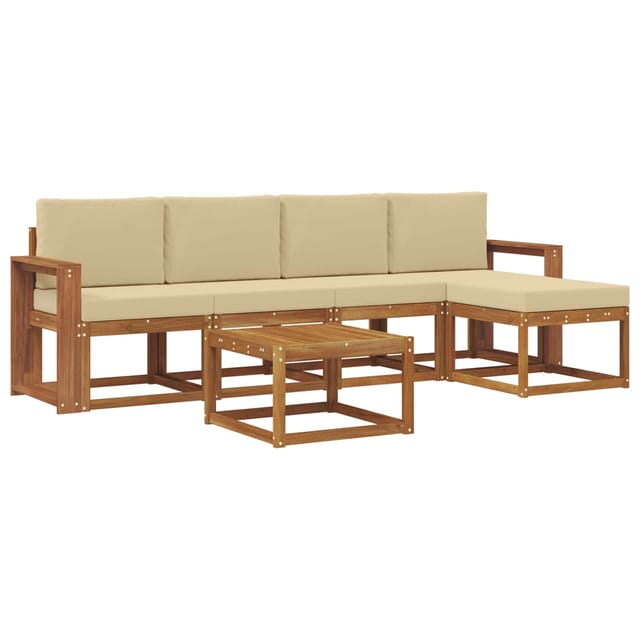 vidaXL Outdoor-Sofagarnitur 6 Stk Natur und Beige Massivholz Akazie 3366296