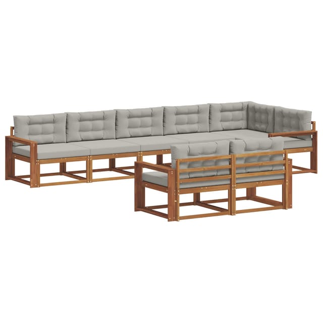 vidaXL Outdoor-Sofagarnitur mit Kissen 8-Tlg Natur und Hellgrau 3367759