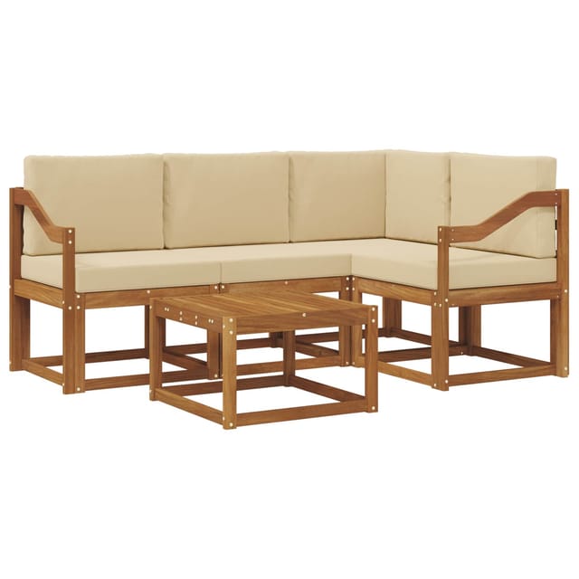 vidaXL Outdoor-Sofagarnitur mit Kissen 5 Stk Natur und Beige 3366376