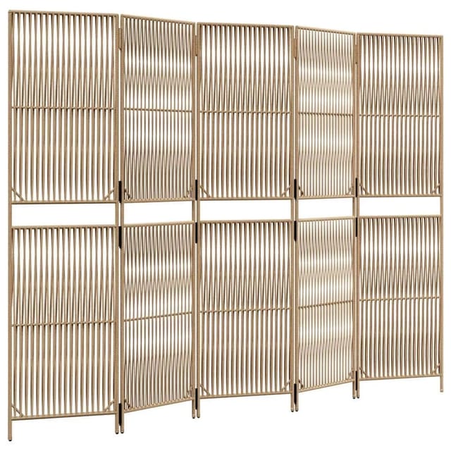 vidaXL Paravent 5 Tlg Beige Poly Rattan 365383