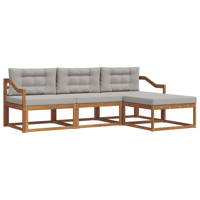 vidaXL Outdoor-Sofagarnitur mit Kissen 4-Tlg Natur und Hellgrau 3367419