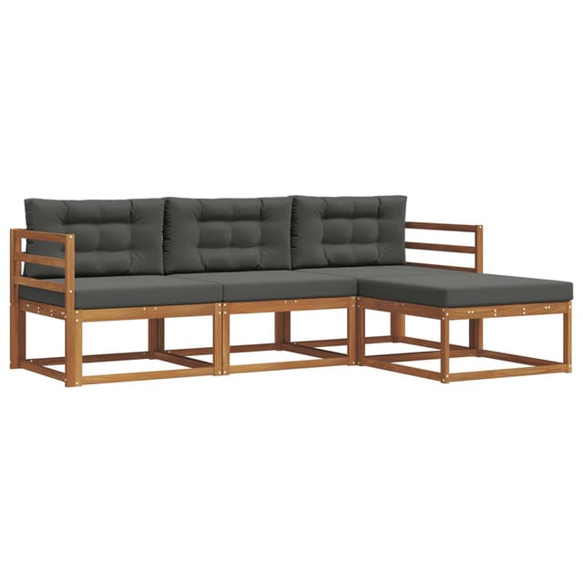 vidaXL Outdoor-Sofagarnitur mit Kissen 4-Tlg Natur und Anthrazit 3367390
