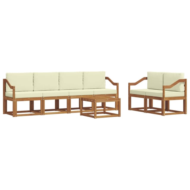 vidaXL Outdoor-Sofagarnitur 7 Stk Natur und Creme Massivholz Akazie 3366058