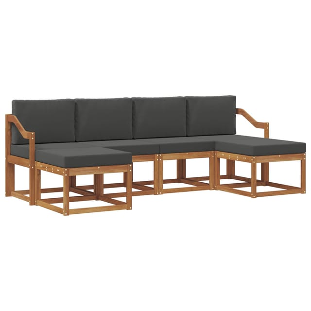 vidaXL Outdoor-Sofagarnitur mit Kissen 6 Stk Natur und Anthrazit 3366795
