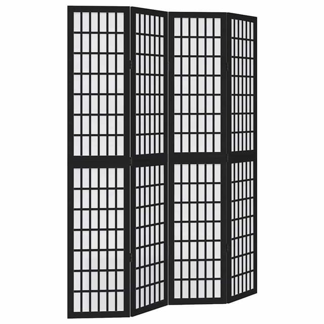 vidaXL 4 Tlg Paravent Schwarz Massivholz Paulownia 358771