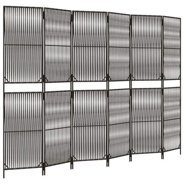 vidaXL Paravent 6 Tlg Grau Poly Rattan 365402