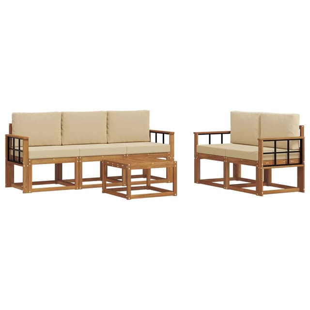 vidaXL Outdoor-Sofagarnitur mit Kissen 6 Stk Natur und Beige 3366021