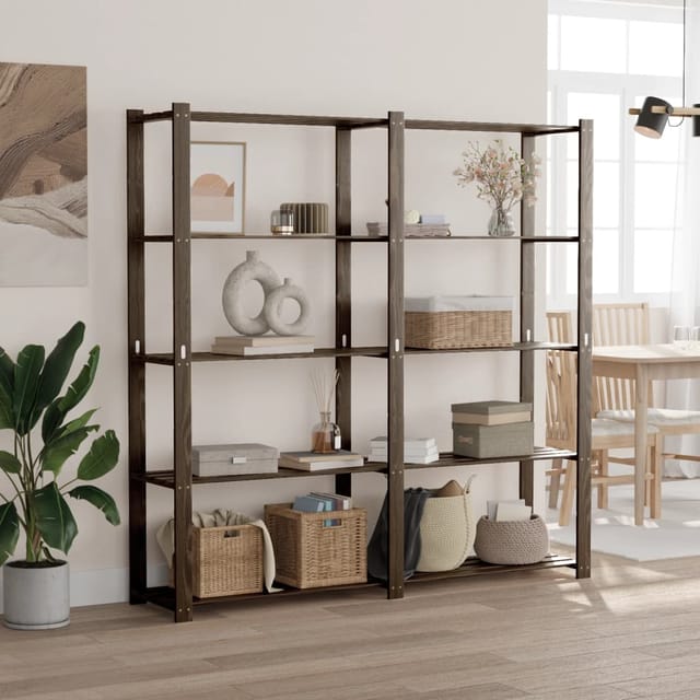 vidaXL Lagerregal mit 5 Böden Schwarz 170x38x170 cm Massivholz Kiefer 373406