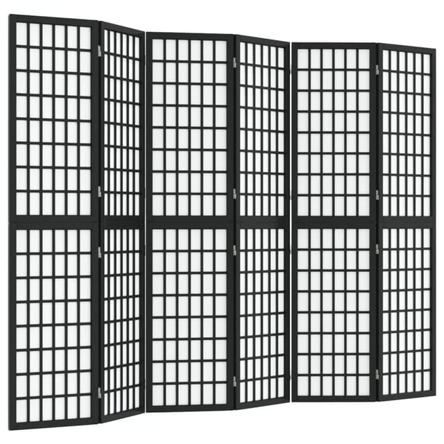 vidaXL 6 Tlg Paravent Japanischer Stil Faltbar 240x170 cm Schwarz 352082