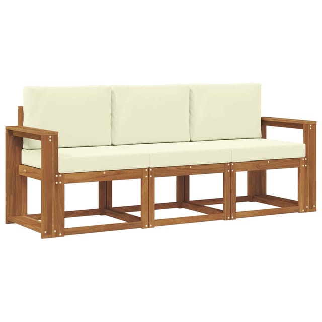 vidaXL Outdoor-Sofagarnitur mit Kissen 3 Stk Natur und Creme 3365943