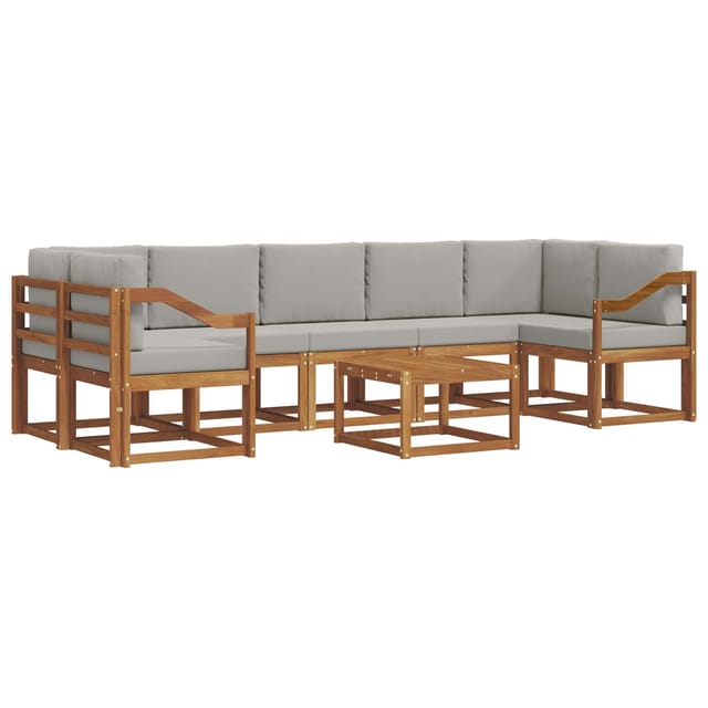 vidaXL Outdoor-Sofagarnitur mit Kissen 8 Stk Natur und Hellgrau 3366164