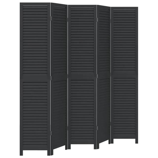 vidaXL 5 Tlg Paravent Schwarz Massivholz Paulownia 358855
