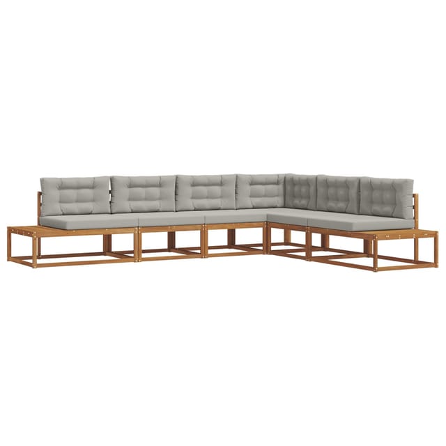 vidaXL Outdoor-Sofagarnitur 6 Stück Natur und Hellgrau 3368144