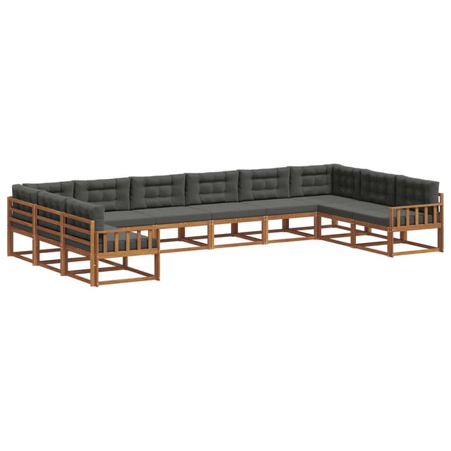 vidaXL Outdoor-Sofagarnitur mit Kissen 10-Tlg Natur und Anthrazit 3368235