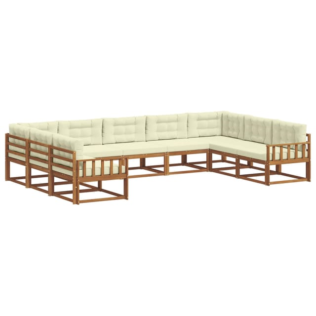 vidaXL Outdoor-Sofagarnitur mit Kissen 9-Tlg Natur und Creme 3368163