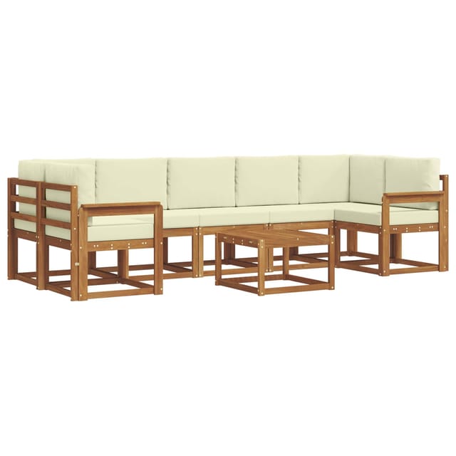 vidaXL Outdoor-Sofagarnitur mit Kissen 8 Stk Natur und Creme 3366138
