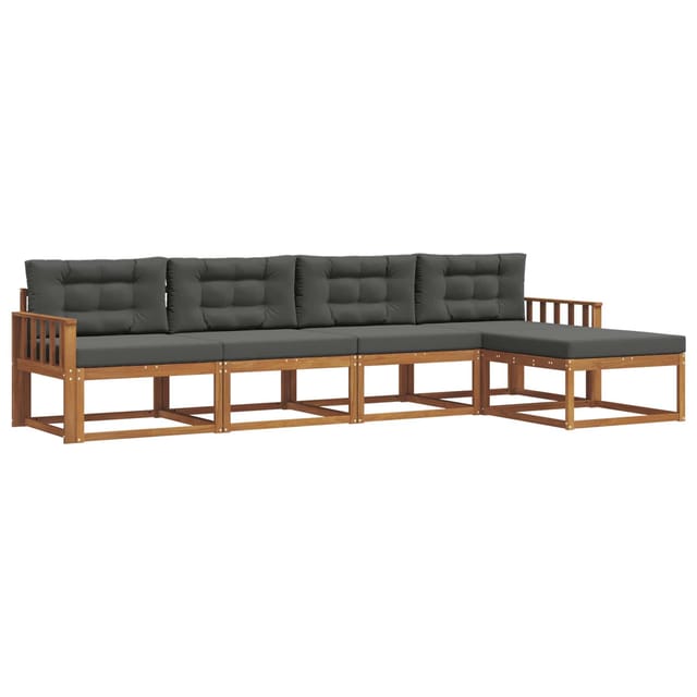 vidaXL Outdoor-Sofagarnitur mit Kissen 5 Stk Natur und Anthrazit 3367435