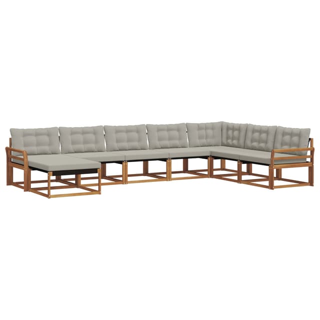 vidaXL Outdoor-Sofagarnitur mit Kissen 8-Tlg Natur und Hellgrau 3369746