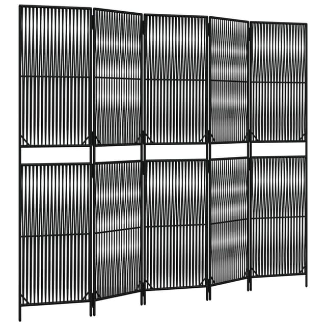 vidaXL Paravent 5 Tlg Schwarz Poly Rattan 365396