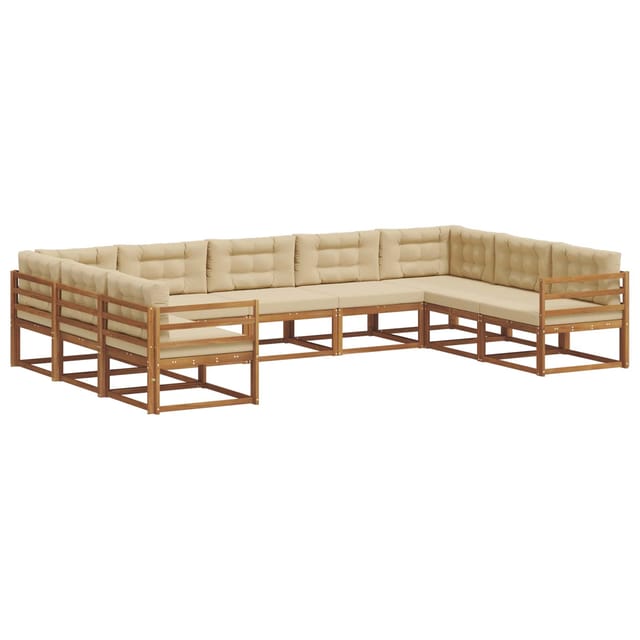 vidaXL Outdoor-Sofagarnitur mit Kissen 9-Tlg Natur und Beige 3368156