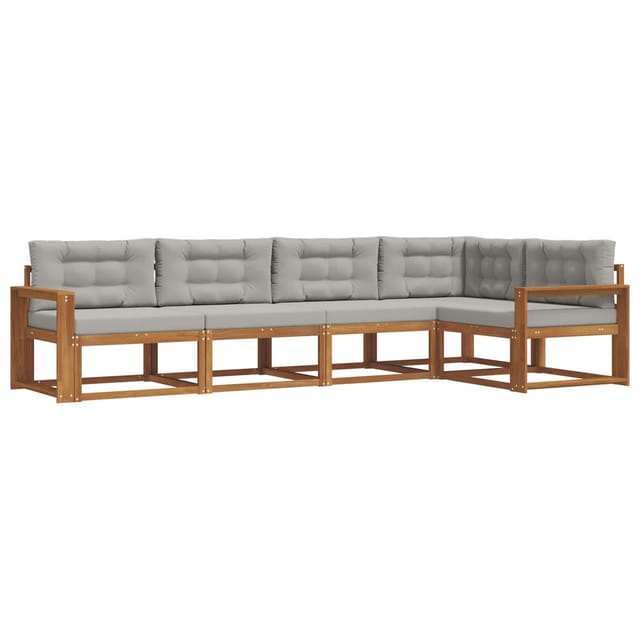 vidaXL Outdoor-Sofagarnitur mit Kissen 5-Tlg Natur und Hellgrau 3367584