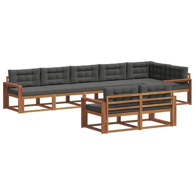 vidaXL Outdoor-Sofagarnitur mit Kissen 8-Tlg Natur und Anthrazit 3367760