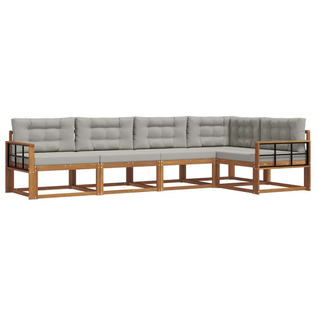 vidaXL Outdoor-Sofagarnitur mit Kissen 5-Tlg Natur und Hellgrau 3367589