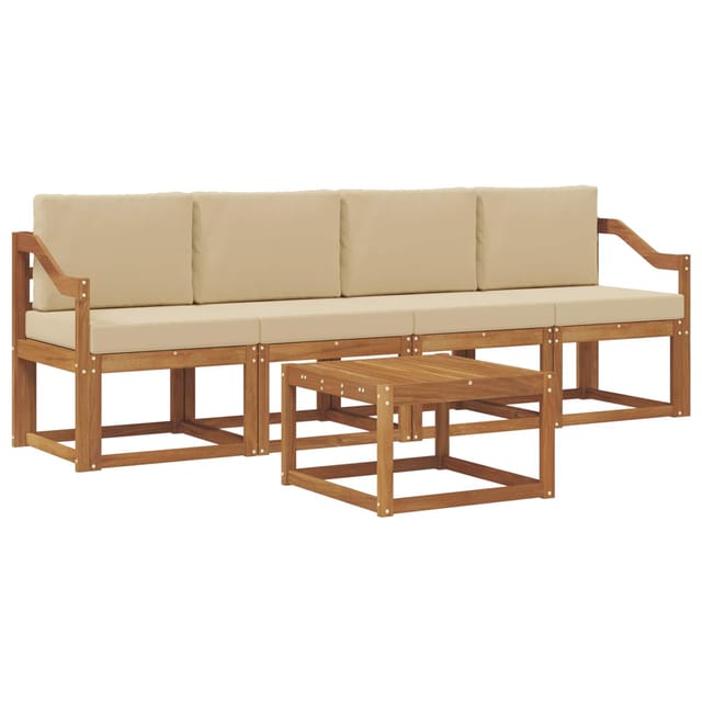 vidaXL Outdoor-Sofagarnitur mit Kissen 5 Stk Natur und Beige 3365991