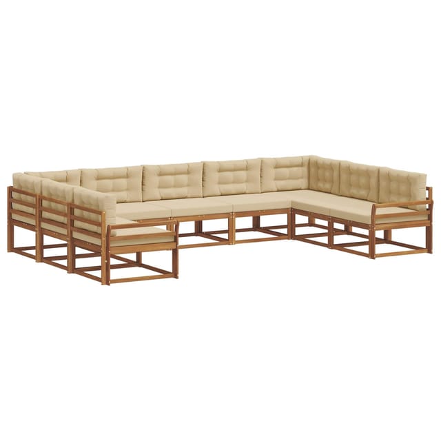 vidaXL Outdoor-Sofagarnitur mit Kissen 9-Tlg Natur und Beige 3368171