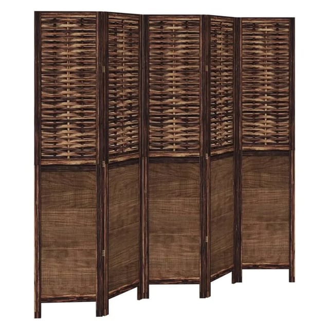 vidaXL 5 Tlg Raumteiler Dunkelbraun Massivholz Paulownia 358710