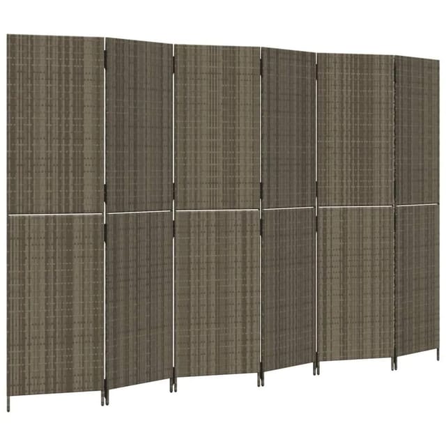 vidaXL Paravent 6 Tlg Grau Poly Rattan 365354