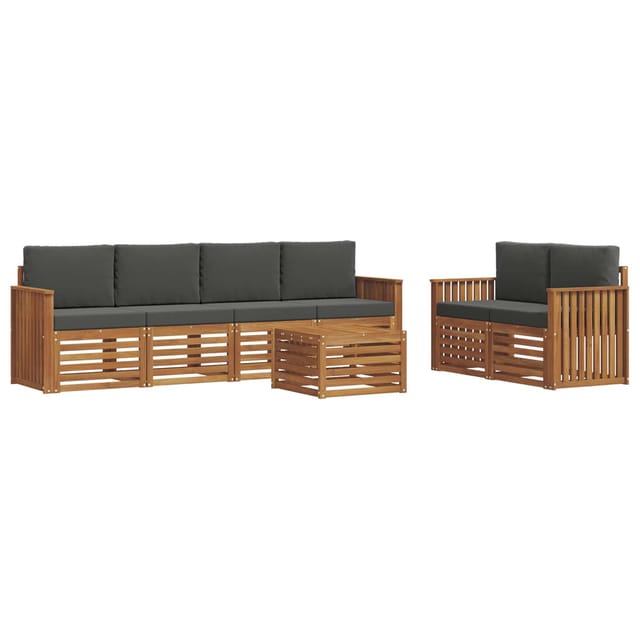 vidaXL Outdoor-Sofagarnitur mit Kissen 7-Tlg Natur und Anthrazit 3374407