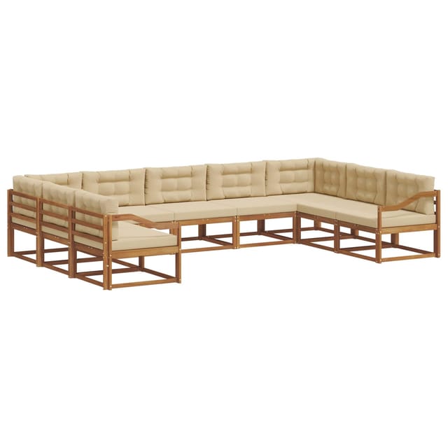 vidaXL Outdoor-Sofagarnitur mit Kissen 9-Tlg Natur und Beige 3368186