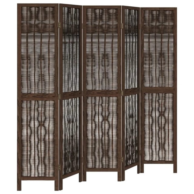 vidaXL 5 Tlg Raumteiler Dunkelbraun Massivholz Paulownia 358662