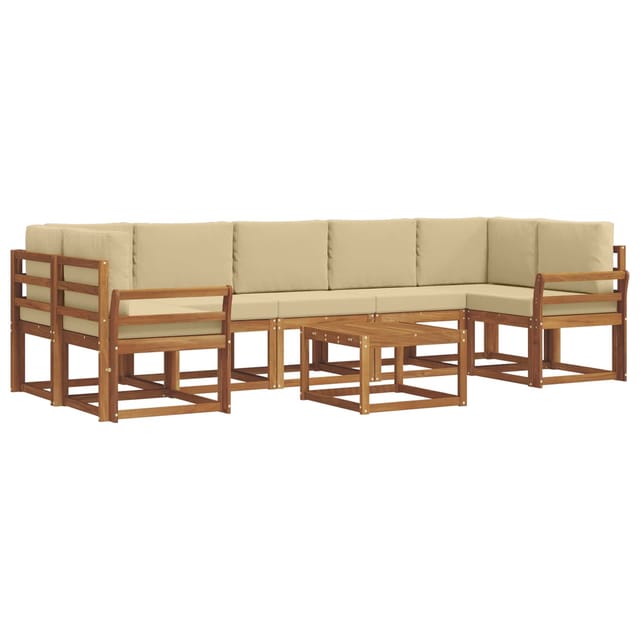 vidaXL Outdoor-Sofagarnitur mit Kissen 8 Stk Natur und Beige 3366151