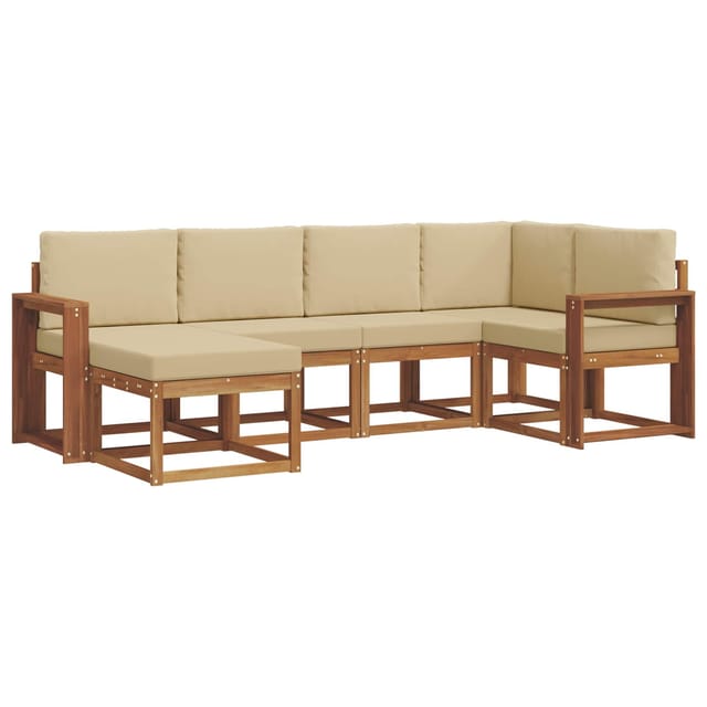 vidaXL Outdoor-Sofagarnitur mit Kissen 6 Stk Natur und Beige 3366646