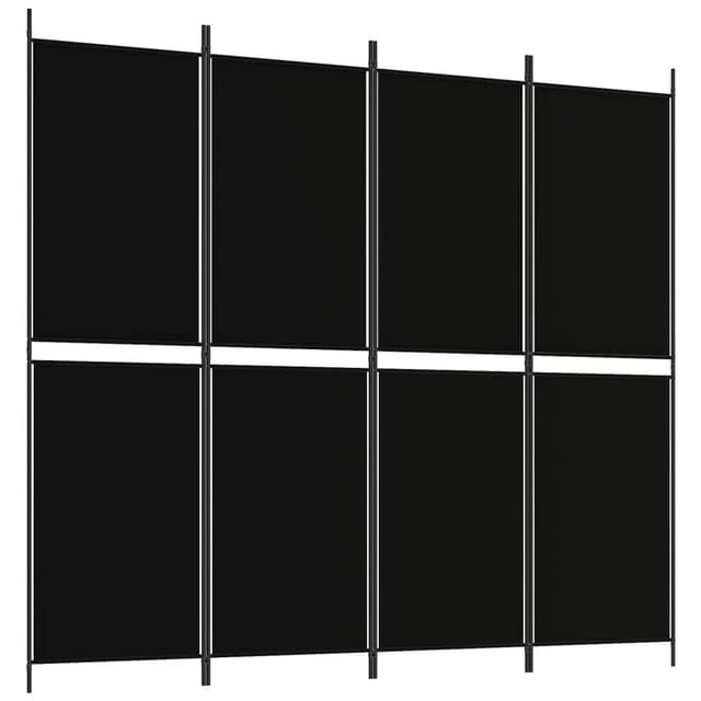 vidaXL 4 Tlg Paravent Schwarz 200x180 cm Stoff 350217