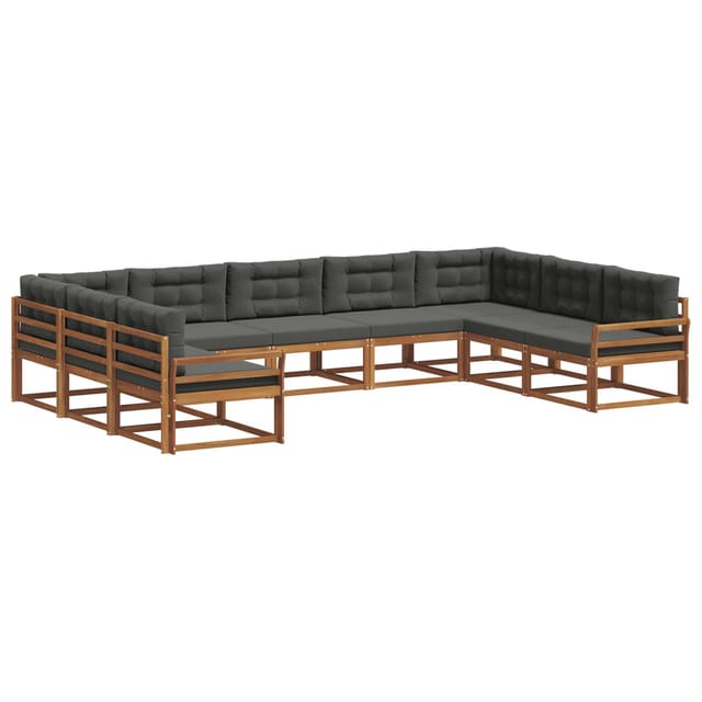 vidaXL Outdoor-Sofagarnitur mit Kissen 9-Tlg Natur und Anthrazit 3368170